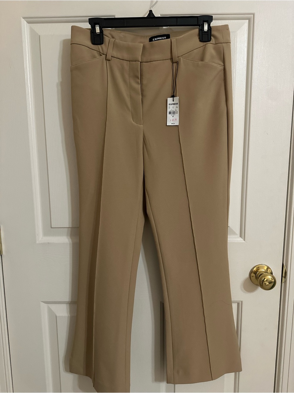 Express Women’s 10R High Rise Cropped Flare Pants in Brown Sand